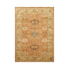 6x9 Caramel, Pistachio, Brown Color Hand Knotted Oushak Wool Traditional Oriental Rug