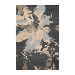 LoomBloom Modern Abstract Slate Gray 100% Wool & Bamboo Silk Hand Tufted Oriental Area Rug