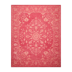 Multi Sizes Coral Oriental 100% Wool Area Rug LoomBloom Hand Tufted Transitional Medallion