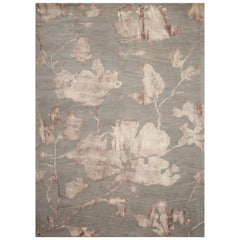 LoomBloom Contemporary Botanical Gray Wool Rug Multi Sizes Hand Tufted Floral Oriental
