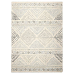 Hand Tufted Transitional Geometric Wool Oriental Rug in Ivory Multi Sizes by LoomBloom