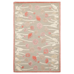 Multi Size Contemporary Floral Gray Beige Wool and Faux Silk LoomBloom Hand Tufted Oriental Style Rug