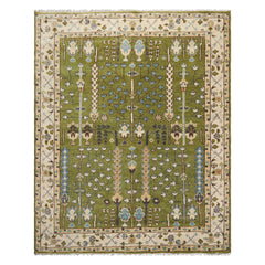Classic 8'x10' Green Hand Knotted Traditional William Morris Arts & Crafts Wool Rug