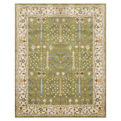 Multi Size Traditional Arts and Crafts Green Wool Rug Hand Tufted by LoomBloom