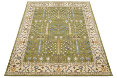 Multi Size Traditional Arts and Crafts Green Wool Rug Hand Tufted by LoomBloom