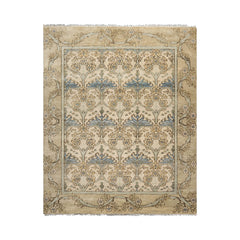 Hand Knotted LoomBloom Multi Size William Morris Tulip Arts and Craft Oushak Wool Rug in Beige Arts & Crafts Mission Craftsmanship