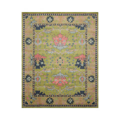 Hand Tufted Heritage LoomBloom Multi Size Turkish Oushak Wool Rug in Green Traditional Mastery