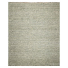 10x14 Sage Ivory Color Hand Knotted Geometric Wool & Bamboo Silk Contemporary Oriental Rug