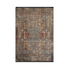 5x7 Beige, Blue, Rust Color Machine Made All-Over Wool and Bamboo Silk Transitional Oriental Rug