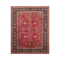 LoomBloom Traditional Rose Wool Area Rug Sarouk Design Hand Knotted 8'x9'11"