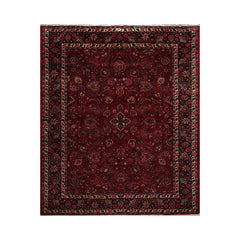 LoomBloom Traditional Burgundy Wool Area Rug Kashan Design Hand Knotted 10'x12'1" 200 KPSI
