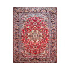 LoomBloom Traditional Red Wool Area Rug Tabriz Design Hand Knotted 9'5''x12'1"