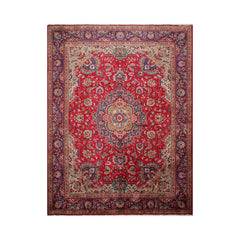 LoomBloom Traditional Red Wool Area Rug Tabriz Design Hand Knotted 10'x13'2"