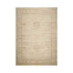 LoomBloom Contemporary Dirty Beige Wool Area Rug Afghan Oushak Design Hand Knotted 10'x14'1"