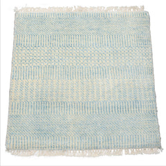 2'x2' Tibetan Ivory Modern Abstract Wool and Bamboo Silk Oriental Area Rug