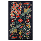 Multi Size Navy Coral Turquoise Color Hand Tufted Pictorial Wool Transitional Oriental Rug