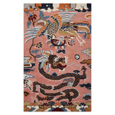 Multi Size Pink Navy Burgundy Color Hand Tufted Pictorial Wool Transitional Oriental Rug