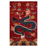 Multi Size Rust White Teal Color Hand Tufted Pictorial Wool Transitional Oriental Rug