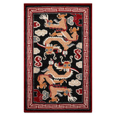 Multi Size Black Red Peach Color Hand Tufted Pictorial Wool Traditional Oriental Rug