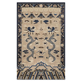 Multi Size Cream Blue Ivory Color Hand Tufted Pictorial Wool Transitional Oriental Rug