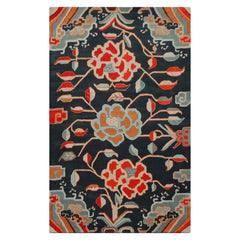 Multi Size Blue Orange Peach Color Hand Tufted Handmade Wool Transitional Oriental Rug