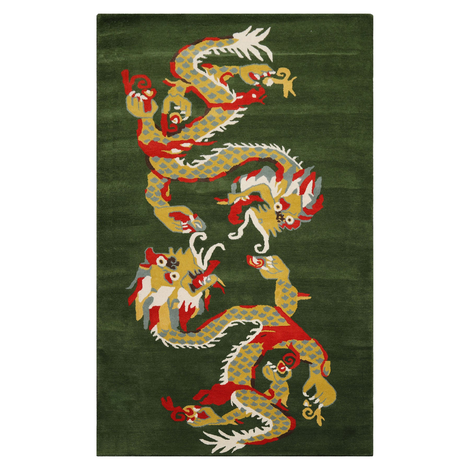 Multi Size Green Gold Red Color Hand Tufted Pictorial Wool Transitional Oriental Rug