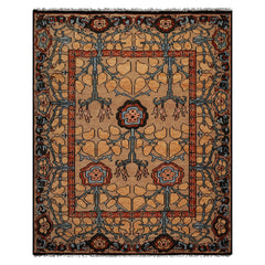 LoomBloom Multi Size Tan Hand Knotted Wool Arts and Crafts Stained Glass Oushak Oriental Area Rug