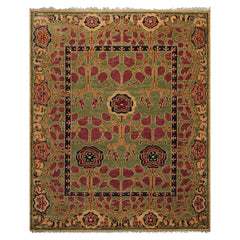 LoomBloom 8'x10 Sage Hand Knotted Wool Arts and Crafts Stained Glass Oushak Oriental Area Rug