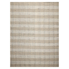10x14 Ivory Tan Black Color Hand Woven Flatweave Wool Modern Oriental Rug
