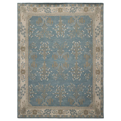 Multi Size Aqua Ivory Gray Color Hand Tufted Donegal Wool Traditional Oriental Rug