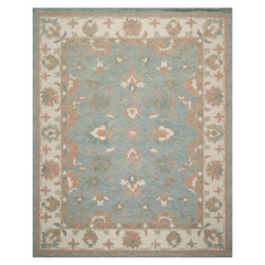 LoomBloom Multi Size Aqua Hand Hooked Wool Rug with a Timeless Transitional Agra Weave