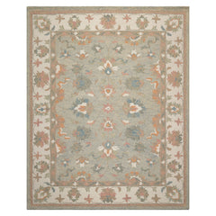 LoomBloom Multi Size Moss Hand Hooked Wool Rug in a Traditional Agra Patterned Design