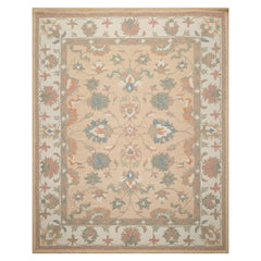 LoomBloom Multi Size Pale Peach Hand Hooked Wool Rug in a Soft Agra Transitional Pattern