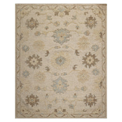 LoomBloom 8'x10' Ivory Hand Knotted Wool Rug with a Transitional Oushak Pattern