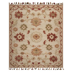 LoomBloom 8'x10' Beige Hand Knotted Wool Rug in a Classic Transitional Oushak Style