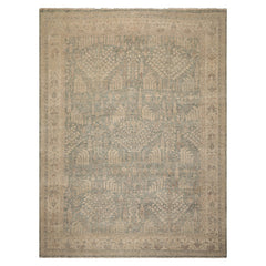LoomBloom Hand Knotted Wool Oriental Rug Traditional Garden Celadon 9'x12' Distressed