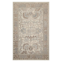 5x8 Beige, Taupe, Gray Color Hand Hooked Handmade Wool Transitional Oriental Rug