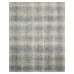 LoomBloom Multi Size Ivory Hand Hooked Wool Rug with a Minimalist Modern Plaid Pattern
