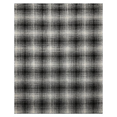 LoomBloom Multi Size Black Hand Hooked Wool Rug with a Modern & Contemporary Plaid Print
