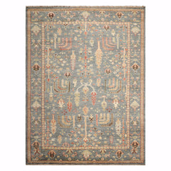 9x12 Slate Beige Lime Color Hand Knotted Wool Traditional Oriental Rug