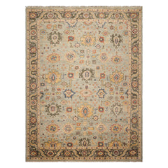 9x12 Mint Green Beige Color Hand Knotted Wool Traditional Oriental Rug