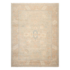 10x14 Gray Beige Tan Color Hand Knotted Wool Traditional Oriental Rug