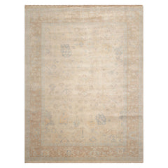 9x12 Beige Tan Aqua Color Hand Knotted Wool Traditional Oriental Rug