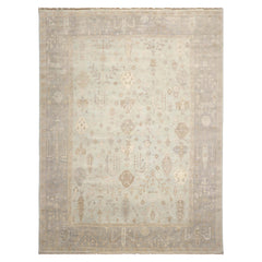 9x12 Mint Gray Ivory Color Hand Knotted Wool Traditional Oriental Rug