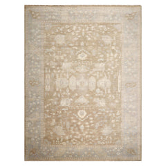 9x12 Blue Gray Ivory Color Hand Knotted Wool Traditional Oriental Rug