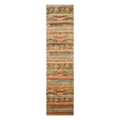 Tibetan Art and Deco Transitional Runner Hand Knotted Tan Wool Rug 2'6"x9'9"
