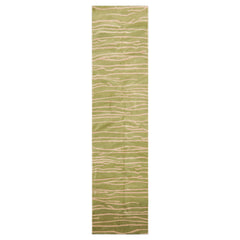 Tibetan Hand Knotted Lime Wool Runner Graphic Modern and Contemporary Rug 2'7"x9'10"