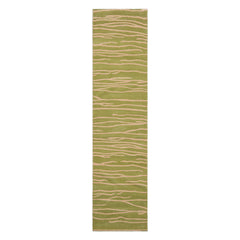 Tibetan Hand Knotted Lime Wool Runner Graphic Modern and Contemporary Rug 2'8"x9'10"