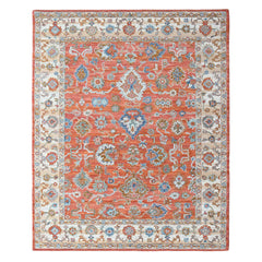 Multi Size Rust Burnt Orange Blue Color Hand Tufted Handmade Wool Modern & Contemporary Oriental Rug