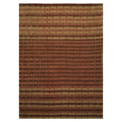 8x10 Raspberry, Rust, Moss Color Hand Tufted Wool and Bamboo Silk Modern & Contemporary Oriental Rug